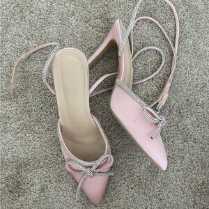 Pink sparkly bow heels
